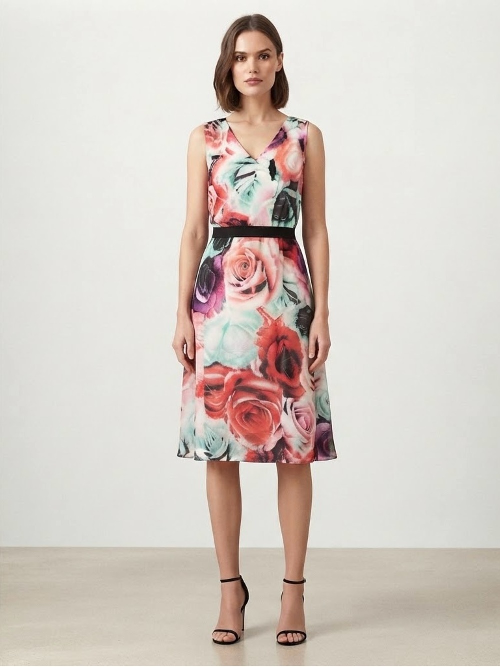 Pretty in Pink! Floral Chiffon Sleeveless A-line Dress
